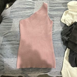 One shoulder ribbed tank top